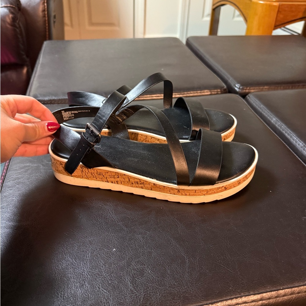 Black Wedge Sandals